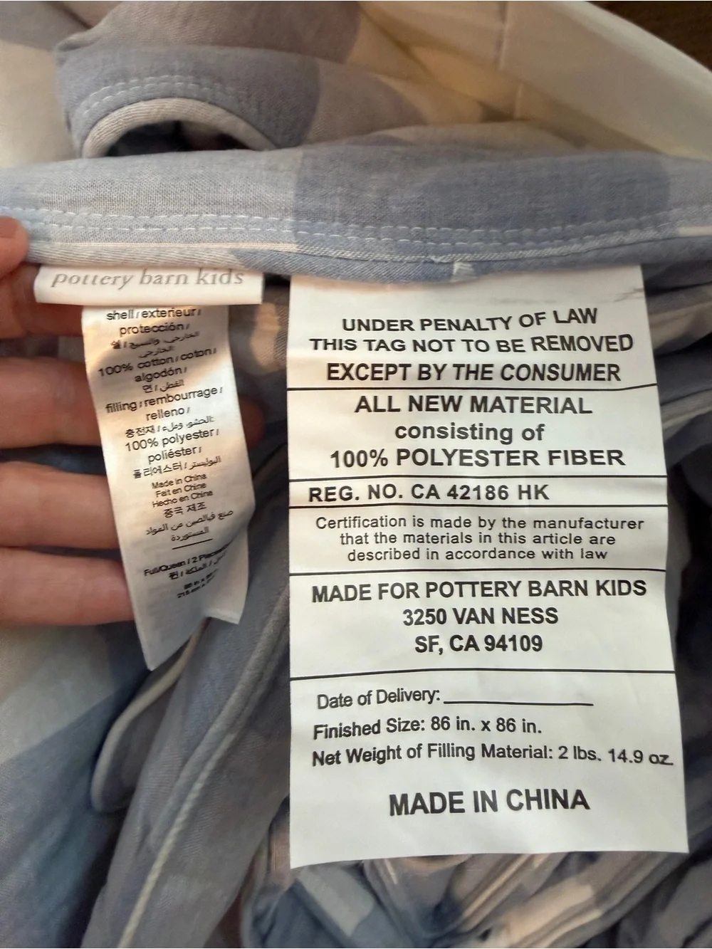 NWT Pottery Barn Kids Buffalo Check Queen Comforter and Shams
